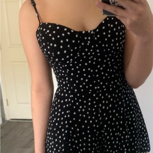 NBD Revolve Polka Dot Romper black and white corset shorts L M - Picture 3 of 5